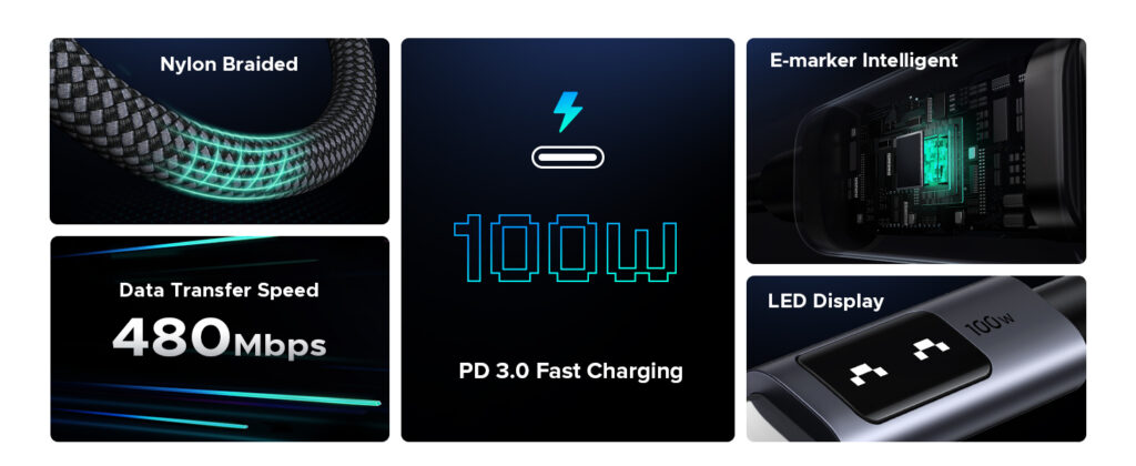 ugreen uno usb c to usb c cable 100w 6 ft