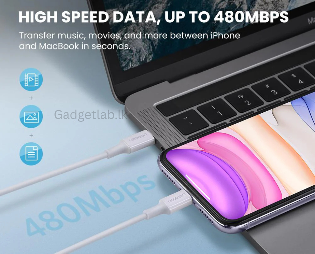 UGREEN Type-C to Lightning Rubber Shell Cable