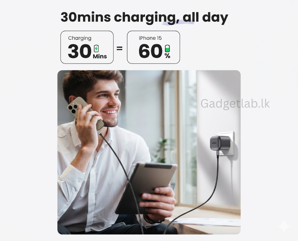 UGREEN 30W Type-C GaN Fast Charger, Foldable Pin